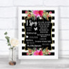 Black & White Stripes Pink I Spy Disposable Camera Personalized Wedding Sign