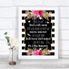 Black & White Stripes Pink In Loving Memory Personalized Wedding Sign