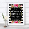 Black & White Stripes Pink Instagram Hashtag Personalized Wedding Sign