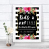 Black & White Stripes Pink Kids Table Personalized Wedding Sign