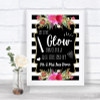 Black & White Stripes Pink Let Love Glow Glowstick Personalized Wedding Sign