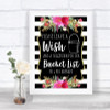 Black & White Stripes Pink Bucket List Personalized Wedding Sign