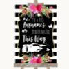 Black & White Stripes Pink Photobooth This Way Right Personalized Wedding Sign