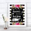 Black & White Stripes Pink Photobooth This Way Right Personalized Wedding Sign