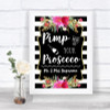 Black & White Stripes Pink Pimp Your Prosecco Personalized Wedding Sign