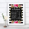 Black & White Stripes Pink Rules Of The Dance Floor Personalized Wedding Sign