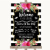 Black & White Stripes Pink Welcome Order Of The Day Personalized Wedding Sign