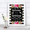 Black & White Stripes Pink Welcome To Our Wedding Personalized Wedding Sign