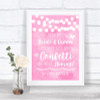Baby Pink Watercolour Lights Confetti Personalized Wedding Sign