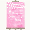 Baby Pink Watercolour Lights Drink Champagne Dance Stars Wedding Sign