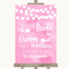 Baby Pink Watercolour Lights Friends Of The Bride Groom Seating Wedding Sign