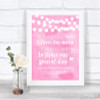 Baby Pink Watercolour Lights In Our Thoughts Personalized Wedding Sign