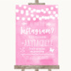 Baby Pink Watercolour Lights Instagram Photo Sharing Personalized Wedding Sign