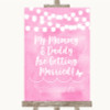 Baby Pink Watercolour Lights Mummy Daddy Getting Married Wedding Sign