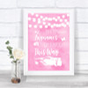 Baby Pink Watercolour Lights Photobooth This Way Left Personalized Wedding Sign