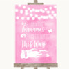 Baby Pink Watercolour Lights Photobooth This Way Right Personalized Wedding Sign