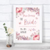 Blush Rose Gold & Lilac Here Comes Bride Aisle Personalized Wedding Sign