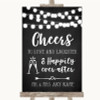 Chalk Style Black & White Lights Cheers To Love Personalized Wedding Sign