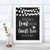 Chalk Style Black & White Lights Guest Tree Leaf Personalized Wedding Sign