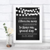 Chalk Style Black & White Lights In Our Thoughts Personalized Wedding Sign