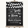 Chalk Style Black & White Lights Plant Seeds Favours Personalized Wedding Sign