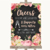 Chalkboard Style Pink Roses Cheers To Love Personalized Wedding Sign