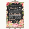 Chalkboard Style Pink Roses Cheesecake Cheese Song Personalized Wedding Sign