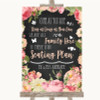 Chalkboard Style Pink Roses All Family No Seating Plan Personalized Wedding Sign