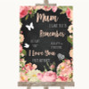 Chalkboard Style Pink Roses I Love You Message For Mum Personalized Wedding Sign