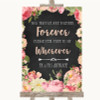 Chalkboard Style Pink Roses Informal No Seating Plan Personalized Wedding Sign