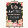 Chalkboard Style Pink Roses Kids Table Personalized Wedding Sign