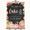 Chalkboard Style Pink Roses Let Them Eat Cake Personalized Wedding Sign