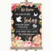 Chalkboard Style Pink Roses Loved Ones In Heaven Personalized Wedding Sign