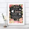 Chalkboard Style Pink Roses Loved Ones In Heaven Personalized Wedding Sign