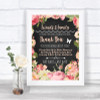 Chalkboard Style Pink Roses Photo Guestbook Friends & Family Wedding Sign