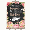 Chalkboard Style Pink Roses Photobooth This Way Right Personalized Wedding Sign