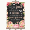 Chalkboard Style Pink Roses Plant Seeds Favours Personalized Wedding Sign