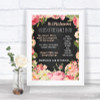 Chalkboard Style Pink Roses Rules Of The Dance Floor Personalized Wedding Sign