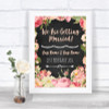 Chalkboard Style Pink Roses We Are Getting Married Personalized Wedding Sign