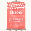 Coral Watercolour Lights Cheers To Love Personalized Wedding Sign