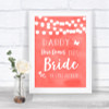 Coral Watercolour Lights Daddy Here Comes Your Bride Personalized Wedding Sign