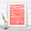 Coral Watercolour Lights Don't Post Photos Facebook Personalized Wedding Sign