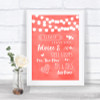 Coral Watercolour Lights Guestbook Advice & Wishes Mr & Mrs Wedding Sign