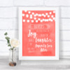 Coral Watercolour Lights Hankies And Tissues Personalized Wedding Sign