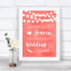 Coral Watercolour Lights Heaven Loved Ones Personalized Wedding Sign
