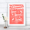 Coral Watercolour Lights Love Is Sweet Take A Treat Candy Buffet Wedding Sign
