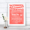 Coral Watercolour Lights Photo Guestbook Friends & Family Wedding Sign