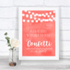 Coral Watercolour Lights Take Some Confetti Personalized Wedding Sign