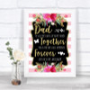 Gold & Pink Stripes Dad Walk Down The Aisle Personalized Wedding Sign