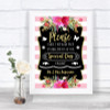 Gold & Pink Stripes Don't Post Photos Online Social Media Wedding Sign